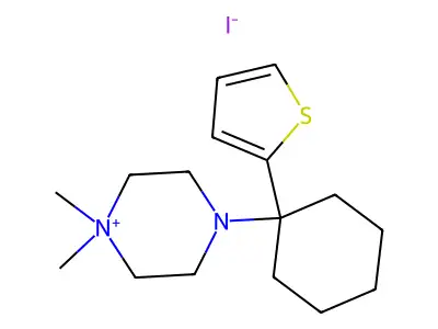 Piperazinium, 1,1-dimethyl-4-(1-(2-thienyl)cyclohexyl)-, iodide structure