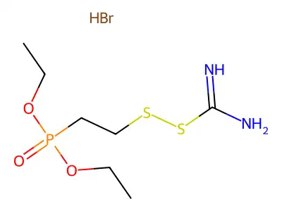 Phosphonic acid, 2-mercaptoethyl-, diethyl ester anhydrosulfide with 2-thiopseudourea hydrobromide structure
