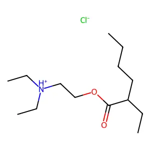 2-(Diethylamino)ethyl 2-ethylhexanoate--hydrogen chloride (1/1) structure