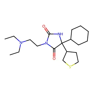5-Cyclohexyl-3-[2-(diethylamino)ethyl]-5-(thiolan-3-yl)imidazolidine-2,4-dione structure