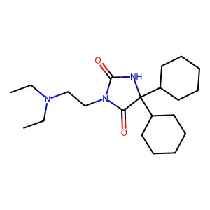 5,5-Dicyclohexyl-3-[2-(diethylamino)ethyl]imidazolidine-2,4-dione structure