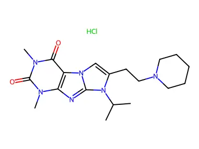 Imidazo(2,1-f)purine-2,4-dione, 1,2,3,4-tetrahydro-1,3-dimethyl-8-isopropyl-7-(2-piperidinoethyl)-, hydrochloride structure