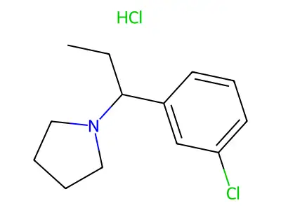 Pyrrolidine, 1-(m-chloro-alpha-ethylbenzyl)-, hydrochloride structure
