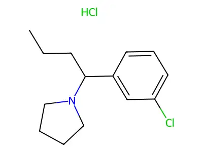 Pyrrolidine, 1-(1-(m-chlorophenyl)butyl)-, hydrochloride structure