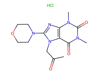 Theophylline, 7-(acetylmethyl)-8-morpholino-, hydrochloride structure