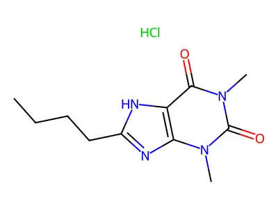 Theophylline, 8-butyl-, hydrochloride structure