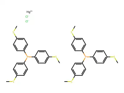 Phosphine, tris(p-methylthiophenyl)-, complex with mercuric chloride (2:1) structure