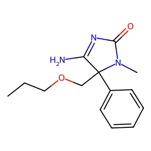 4-Amino-1-methyl-5-phenyl-5-(propoxymethyl)imidazol-2-one structure