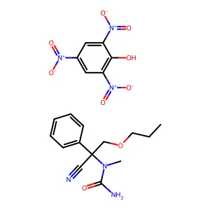 1-(1-Cyano-1-phenyl-2-propoxyethyl)-1-methylurea;2,4,6-trinitrophenol structure