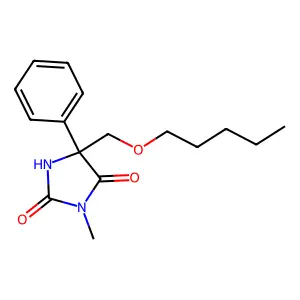 3-Methyl-5-[(pentyloxy)methyl]-5-phenylimidazolidine-2,4-dione structure