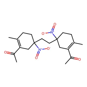 1,1'-[Ethane-1,2-diylbis(6-methyl-3-nitrocyclohex-6-ene-3,1-diyl)]di(ethan-1-one) structure