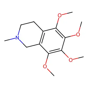 Isoquinoline, 1,2,3,4-tetrahydro-5,6,7,8-tetramethoxy-2-methyl- structure