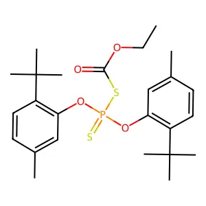 O,O-Bis(2-tert-butyl-5-methylphenyl) S-(ethoxycarbonyl) phosphorodithioate structure