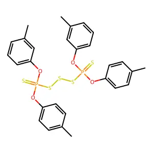 (Trisulfane-1,3-diyl)bis[(3-methylphenoxy)(4-methylphenoxy)-lambda~5~-phosphanethione] structure