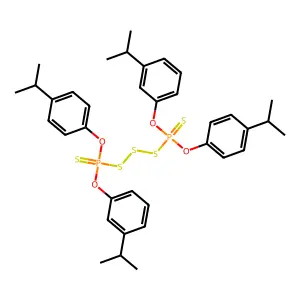 (Trisulfane-1,3-diyl)bis{[3-(propan-2-yl)phenoxy][4-(propan-2-yl)phenoxy]-lambda~5~-phosphanethione} structure