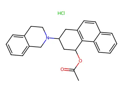 4-Phenanthrenol, 1,2,3,4-tetrahydro-2-(1,2,3,4-tetrahydro-2-isoquinolyl)-, acetate, hydrochloride structure