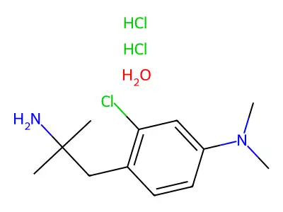 Phenethylamine, 2-chloro-alpha,alpha-dimethyl-4-dimethylamino-, dihydrochloride, hydrate structure
