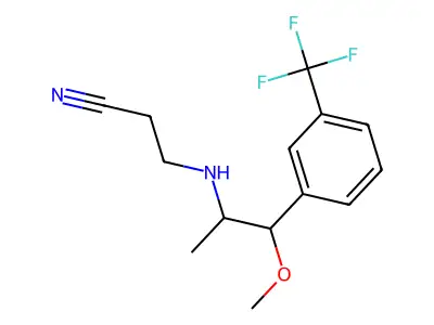 3-[[1-Methoxy-1-[3-(trifluoromethyl)phenyl]propan-2-yl]amino]propanenitrile structure