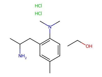 Phenethylamine, alpha,5-dimethyl-2-dimethylamino-, dihydrochloride, ethanoate structure