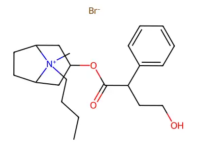 8-Butyl-3-hydroxy-1-alpha-H,5-alpha-H-tropanium bromide 4-hydroxy-2-phenylbutanoate structure