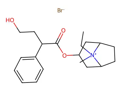 8-Ethyl-3-hydroxy-1-alpha-H,5-alpha-H-tropanium bromide 4-hydroxy-2-phenylbutanoate structure