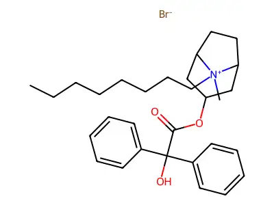 1-alpha-H,5-alpha-H-Tropanium, 3-hydroxy-8-octyl-, bromide benzilate structure