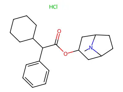 Acetic acid, 2-cyclohexyl-2-phenyl-, tropan-3-yl ester structure