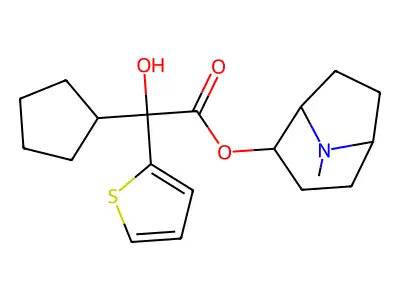 (+)-2-alpha-Tropan-2-ol, (+)-2-cyclopentyl-2-(2-thienyl)glycolate structure