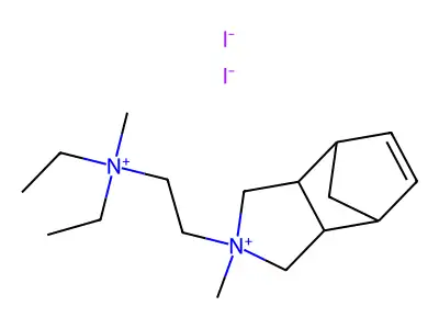 4-Diethylmethylammoniumethyl-4-methyl-4-azoniumtricyclo(5.2.1.0(sup 2,6))decene-8 diiodide structure