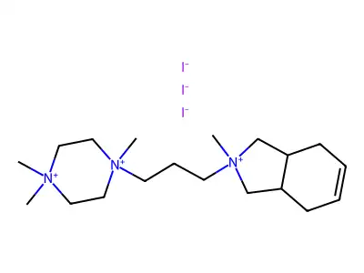 8-(N,N',N'-Trimethylpiperaziniumpropyl)-8-methyl-8-azonium bicyclo(4.3.0)nonene-2 triiodide structure