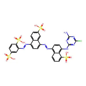 2-((4-((4-((4-Amino-6-chloro-1,3,5-triazin-2-yl)amino)-5-sulfo-1-naphthyl)diazenyl)-6-sulfo-1-naphthyl)diazenyl)-1,4-benzenedisulfonic acid structure