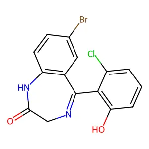 7-bromo-5-(2-chloro-6-hydroxyphenyl)-1,3-dihydro-2H-1,4-benzodiazepin-2-one structure