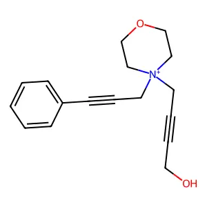 4-(4-Hydroxybut-2-yn-1-yl)-4-(3-phenylprop-2-yn-1-yl)morpholin-4-ium structure
