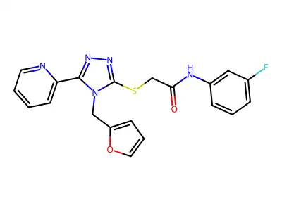 N-(3-fluorophenyl)-2-{[4-(furan-2-ylmethyl)-5-(pyridin-2-yl)-4H-1,2,4-triazol-3-yl]sulfanyl}acetamide structure
