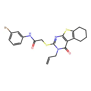N-(3-bromophenyl)-2-{[4-oxo-3-(prop-2-en-1-yl)-3,4,5,6,7,8-hexahydro[1]benzothieno[2,3-d]pyrimidin-2-yl]sulfanyl}acetamide structure