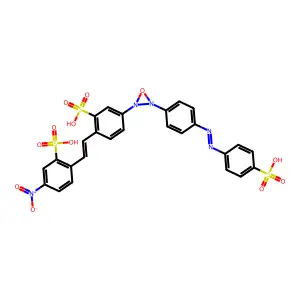 2-[2-(4-Nitro-2-sulfophenyl)ethen-1-yl]-5-(3-{4-[(4-sulfophenyl)diazenyl]phenyl}oxadiaziridin-2-yl)benzene-1-sulfonic acid structure