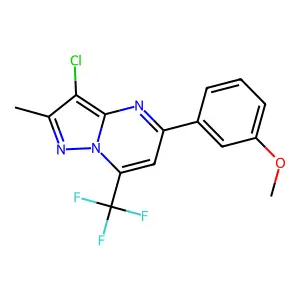3-chloro-5-(3-methoxyphenyl)-2-methyl-7-(trifluoromethyl)pyrazolo[1,5-a]pyrimidine structure