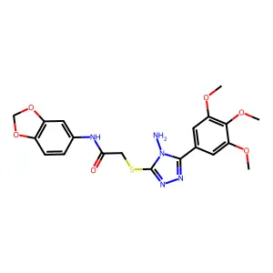 2-{[4-amino-5-(3,4,5-trimethoxyphenyl)-4H-1,2,4-triazol-3-yl]sulfanyl}-N-(1,3-benzodioxol-5-yl)acetamide structure