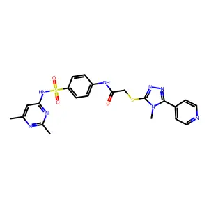 N-{4-[(2,6-dimethylpyrimidin-4-yl)sulfamoyl]phenyl}-2-{[4-methyl-5-(pyridin-4-yl)-4H-1,2,4-triazol-3-yl]sulfanyl}acetamide structure