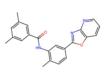 3,5-dimethyl-N-[2-methyl-5-([1,3]oxazolo[4,5-b]pyridin-2-yl)phenyl]benzamide structure