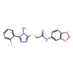 2-{[4-amino-5-(2-fluorophenyl)-4H-1,2,4-triazol-3-yl]sulfanyl}-N-(1,3-benzodioxol-5-yl)acetamide structure