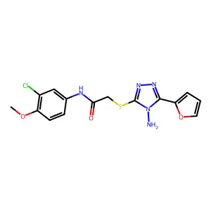 2-(4-amino-5-(2-furyl)(1,2,4-triazol-3-ylthio))-N-(3-chloro-4-methoxyphenyl)ac etamide structure
