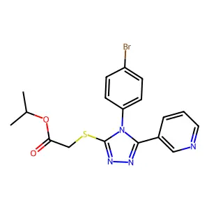 Isopropyl ((4-(4-bromophenyl)-5-(3-pyridinyl)-4H-1,2,4-triazol-3-YL)thio)acetate structure