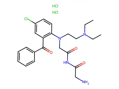 Glycinamide, N-(2-benzoyl-4-chlorophenyl)-N-(2-(diethylamino)ethyl)glycyl-, dihydrochloride structure