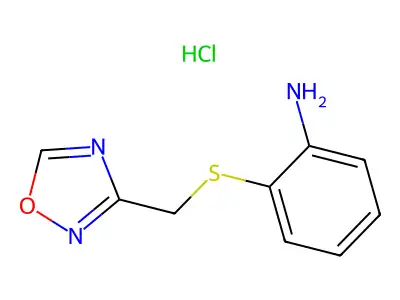 Benzenamine, 2-((1,2,4-oxadiazol-3-ylmethyl)thio)-, monohydrochloride structure