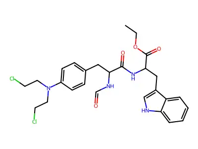 Ethyl 4-[bis(2-chloroethyl)amino]-N-formylphenylalanyltryptophanate structure