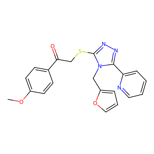 2-[[4-(furan-2-ylmethyl)-5-pyridin-2-yl-1,2,4-triazol-3-yl]sulfanyl]-1-(4-methoxyphenyl)ethanone structure