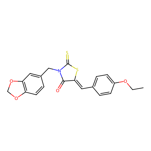 (Z)-3-(benzo[d][1,3]dioxol-5-ylmethyl)-5-(4-ethoxybenzylidene)-2-thioxothiazolidin-4-one structure