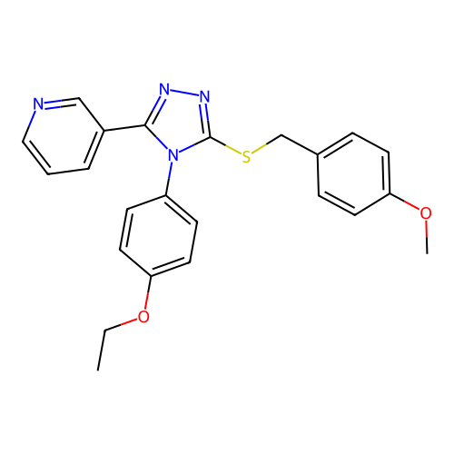 3-(4-(4-ethoxyphenyl)-5-((4-methoxybenzyl)thio)-4H-1,2,4-triazol-3-yl)pyridine structure