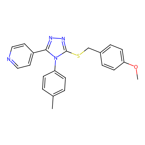 4-(5-((4-methoxybenzyl)thio)-4-(p-tolyl)-4H-1,2,4-triazol-3-yl)pyridine structure